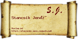Stancsik Jenő névjegykártya